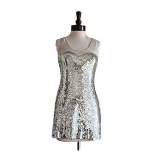 Blaque Label Silver Sequin Mini Party Dress Size S - New With Tags